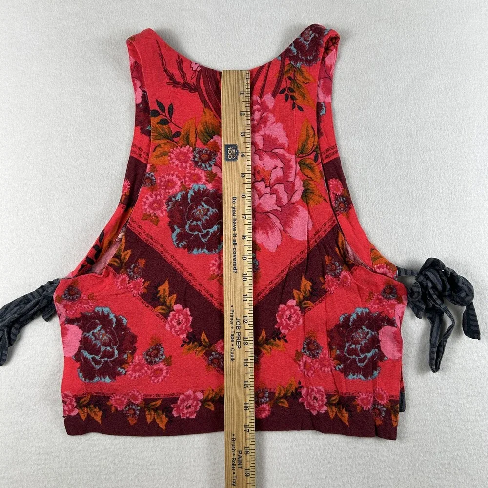 Free People Tank Top Womens Small This Sweet Love Floral Side Tie Cropped Boho